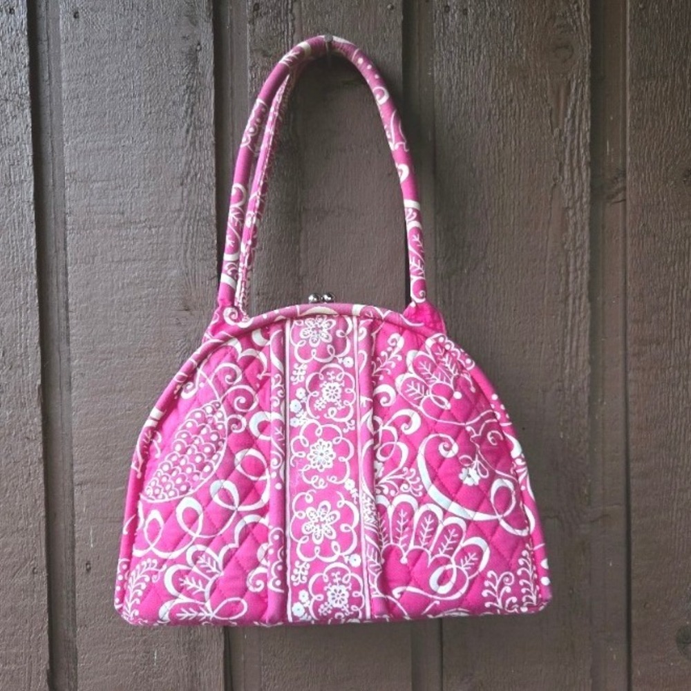 Vera Bradley Cupcake Pink Eloise Quilted Cotton Kiss-Lock Frame Shoulder‎ Bag